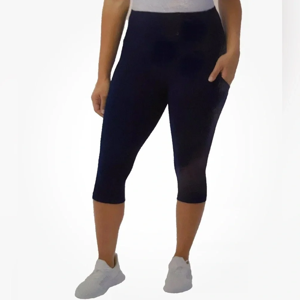 32 Degrees Cool Women's Soft Active Capri Legging Pants Blue Night Sky XXL
